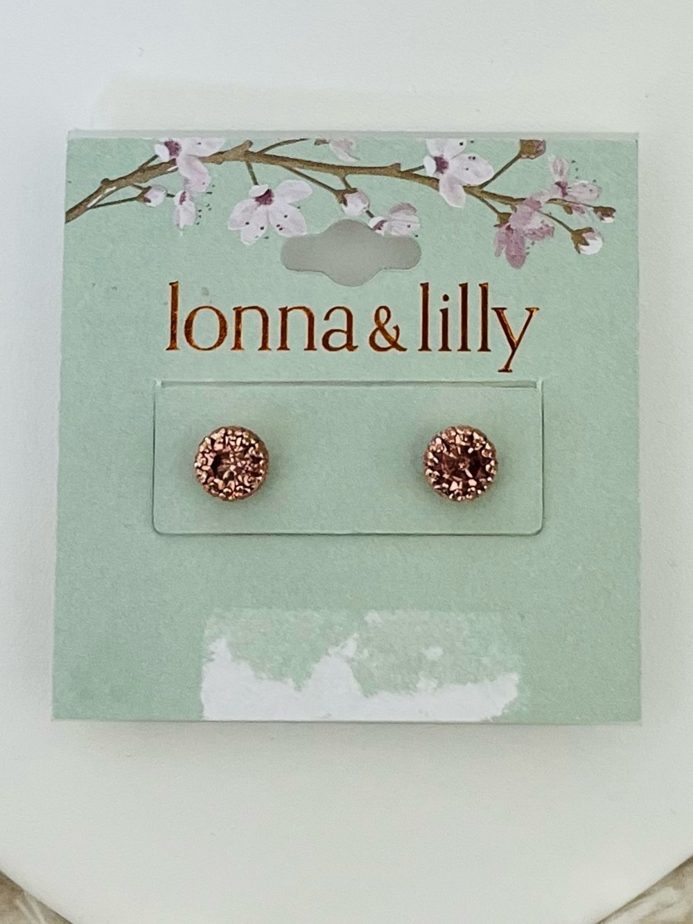 lonna & lilly Rose Gold Sparkle Druzy Stud Earrings